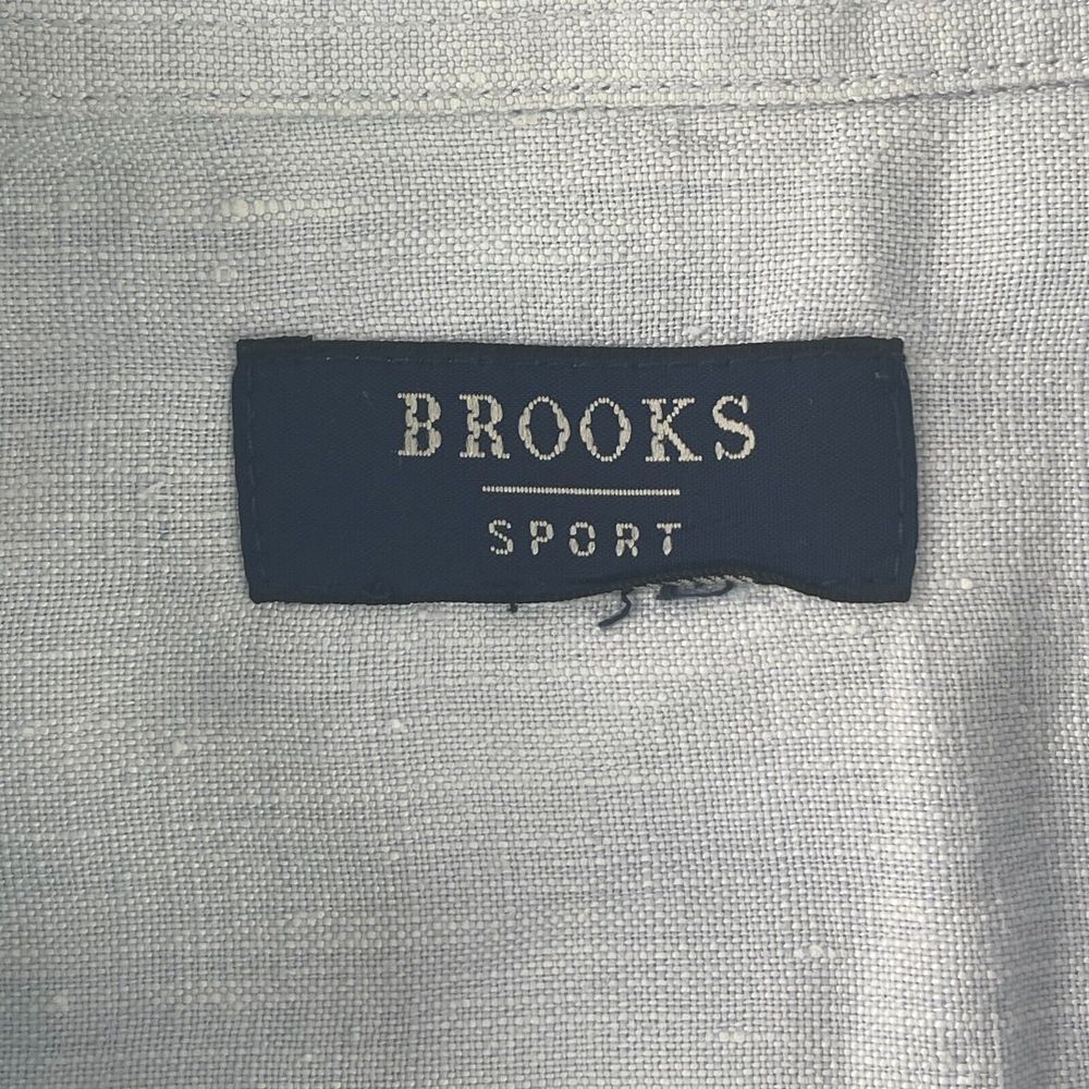 Brooks Brothers Shirt Men 4XL Light Blue 100% Linen Short Sleeve Oxford Sport - Picture 2 of 8